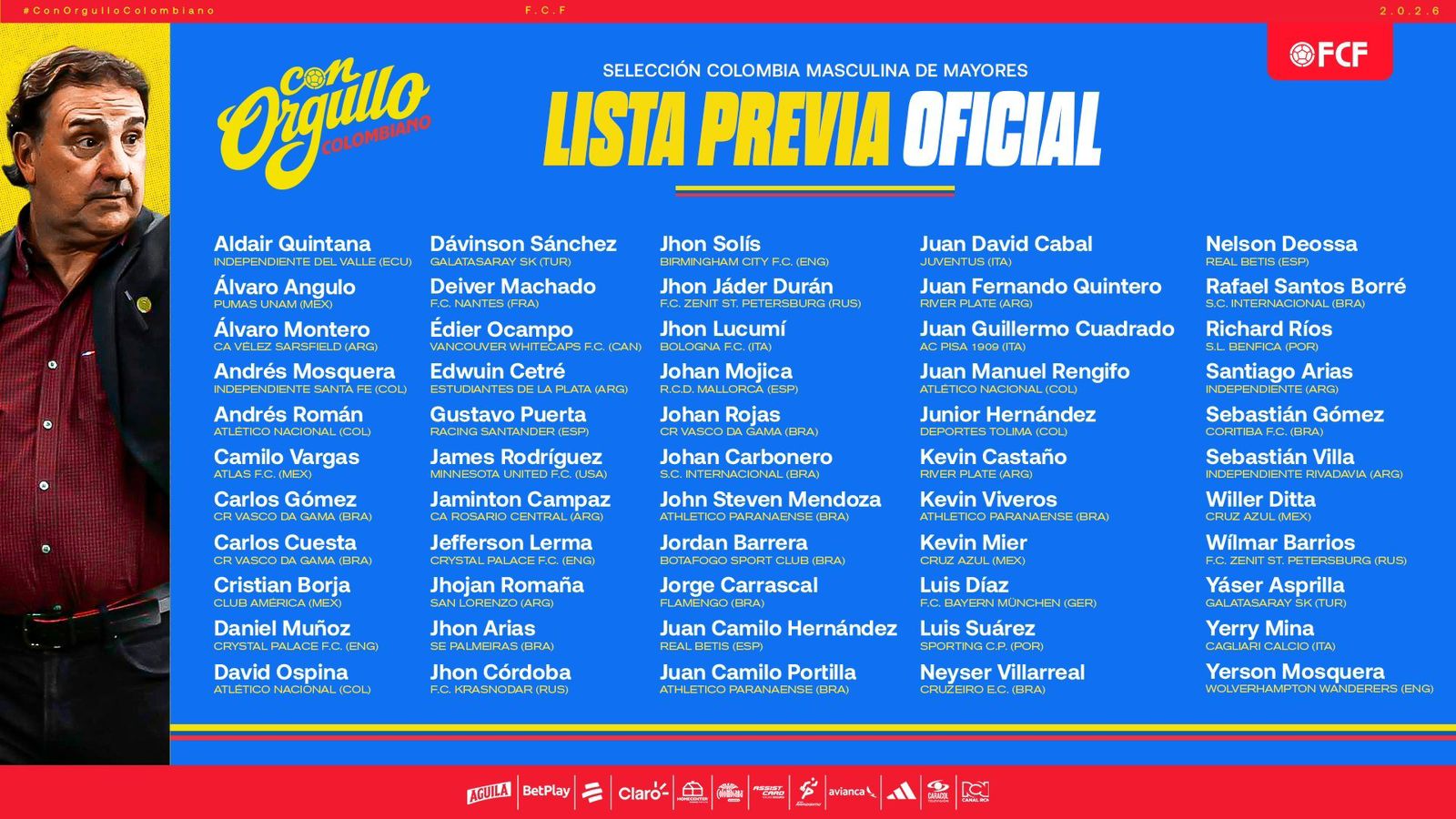 Preselección Colombia rumbo al Mundial 2026